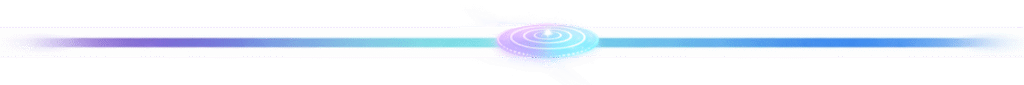 A divider line with a colour gradient going from purple to blue. In the centre is an icon depicting ripples of energy